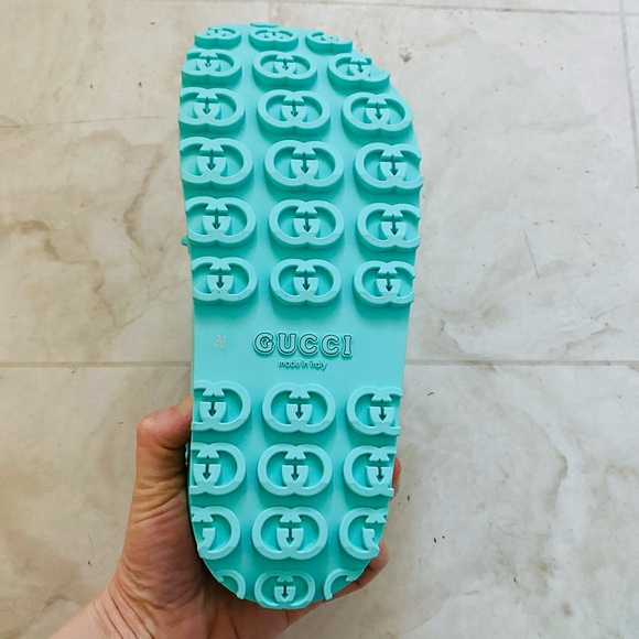 $750 New in Box Gucci Made in Italy Green Horsebit Rubber Platform Sandals sz 6 - Picture 11 of 15